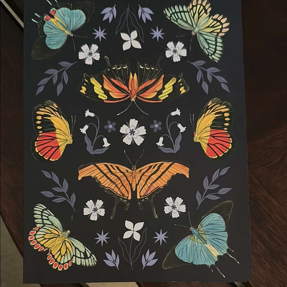 JOURNAL Black and Orange Butterfly Art on cover and side/top/bottom